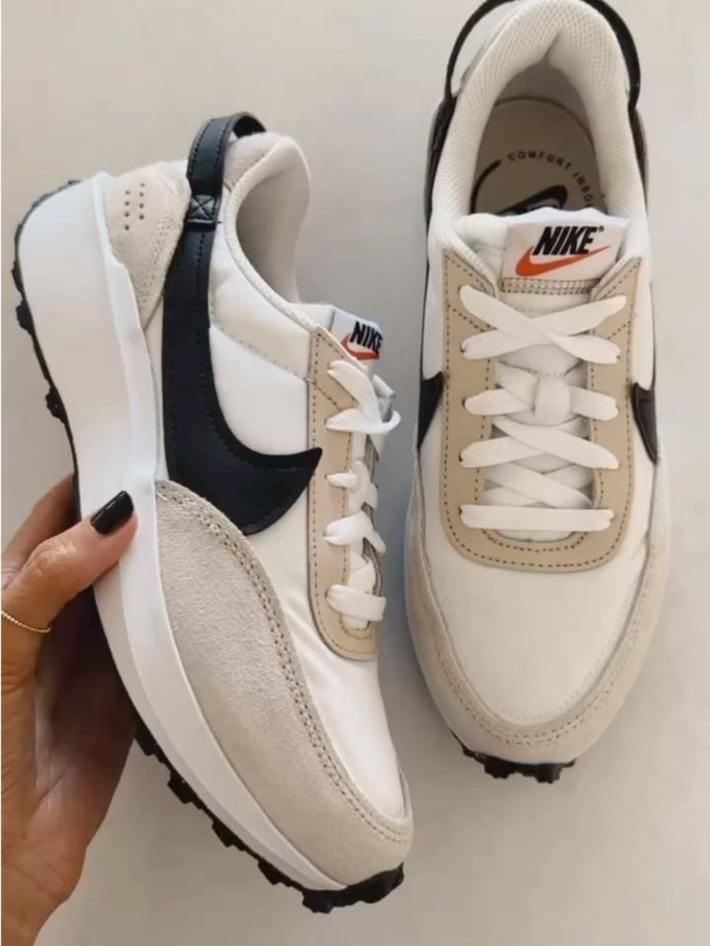 Nike Women's White, Black & Beige Retro Runner Sneakers
